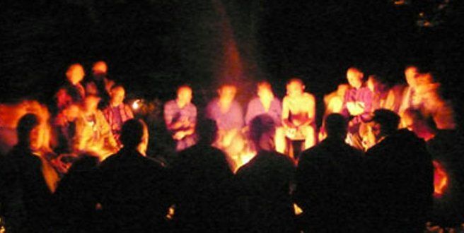 Group around a camp fire